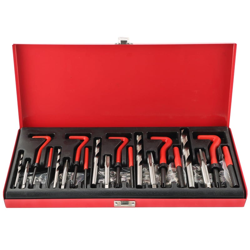 ATPEAM 131PCS Thread Repair Kit with HSS Drill Bits Taps  Inserts for M5M12 Screw Holes